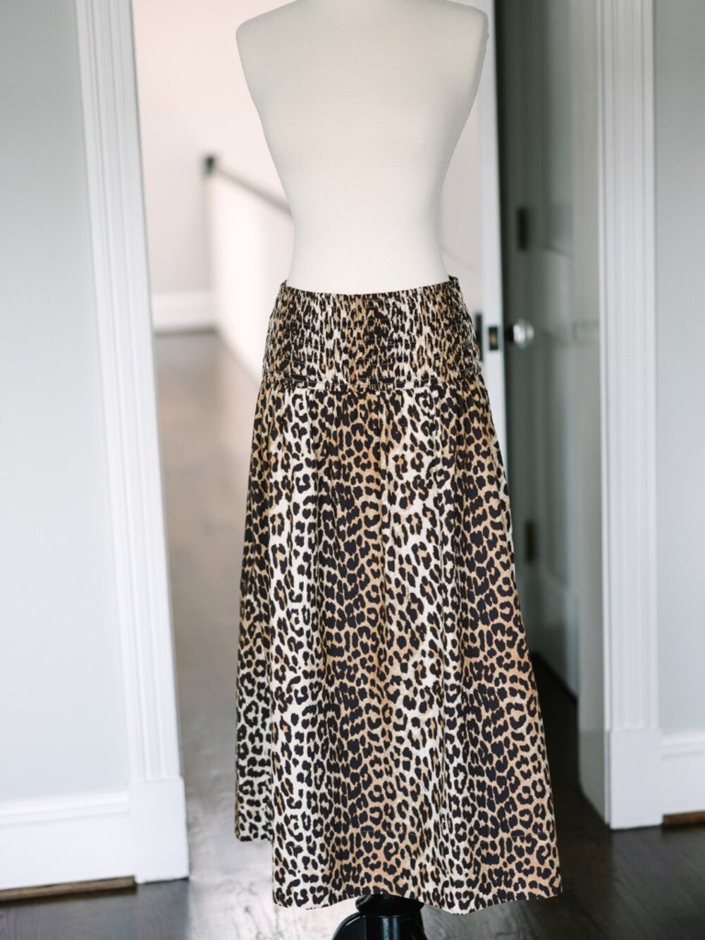 GANNI Leopard Print Cotton Maxi Skirt | 100% Cotton | XS